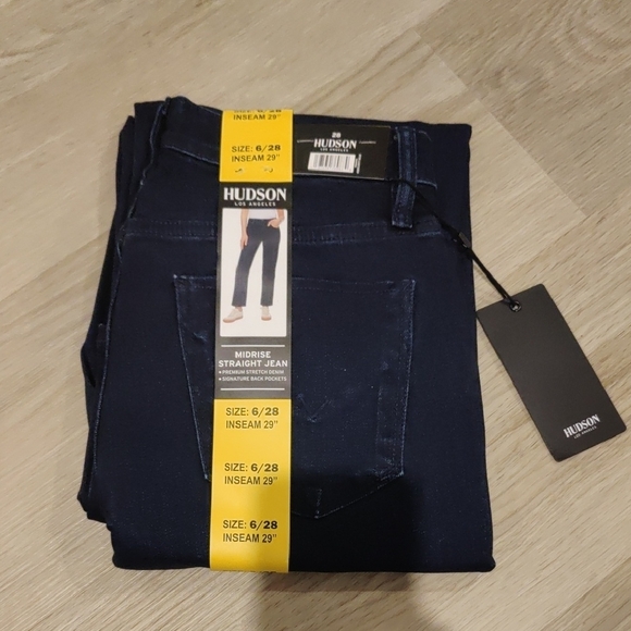 Hudson Jeans Denim - New!Hudson LA Jeans Dark Blue Midrise Stretch Straight Back Denim Pockets Jeans
